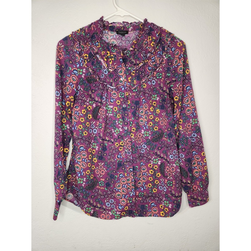 TALBOTS Shirred Neck Floral Top Women's Size XS Blossom Party‎ Multicolored